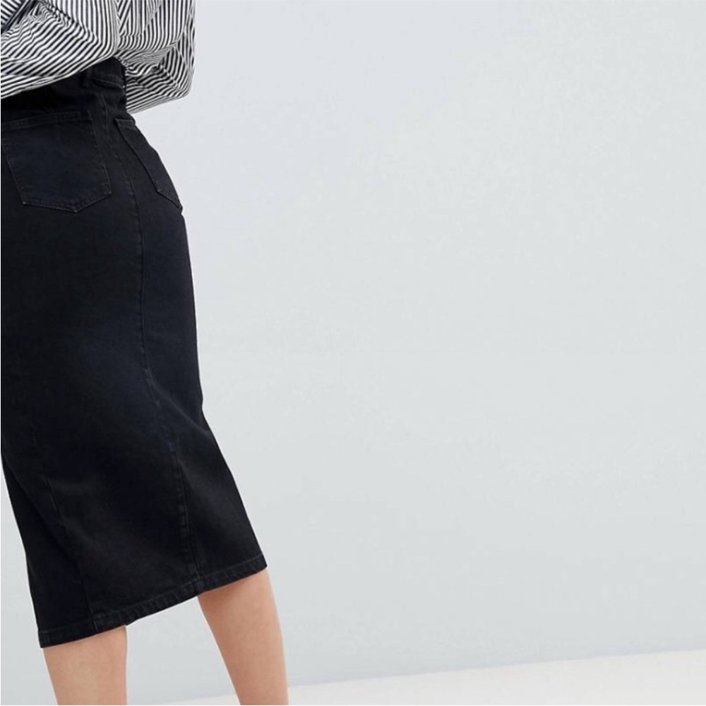 Asos long black denim skirt. Size 6 petite - Picture 4 of 14